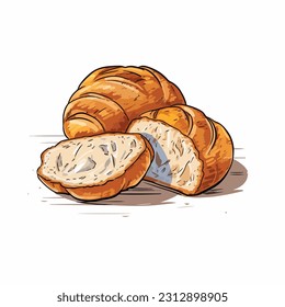 bread vector flat color white background