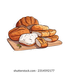 bread vector flat color white background