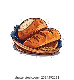 bread vector flat color white background