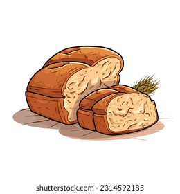 bread vector flat color white background