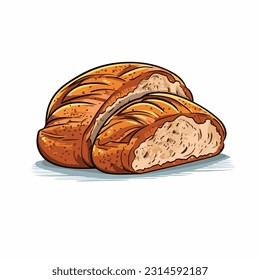 bread vector flat color white background