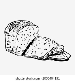 Bread vector hand drawn  illustration in graphic style , Isolated on a white background