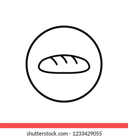 Bread vector icon, baker symbol. Simple, flat design for web or mobile app