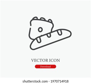 Bread vector icon.  Editable stroke. Symbol in Line Art Style for Design, Presentation, Website or Apps Elements. Pixel vector graphics - Vector