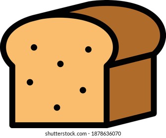 Bread Vector Icon in Filled Outline Style. Bread is a type of baked food, made from flour and water. Vector illustration icon can be used for an app, website, or part of a logo.