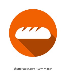 Bread vector icon. Flat illustration of baguette bread. Healthy bread isolated on white background. Traditional food sign symbol