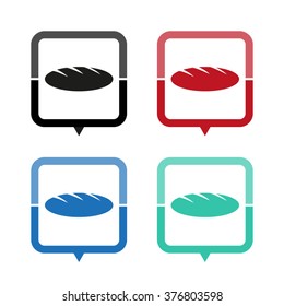 bread - vector icon; map pointer;  message bubble