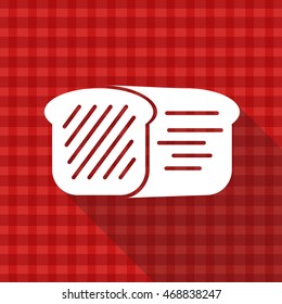 Bread vector icon on red tablecloth texture