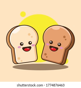 Bread Vector Illustration. Breakfast Time. Icon Design. Flat Design. Flat Cartoon Style Suitable for Web Landing Page, Banner, Flyer, Sticker