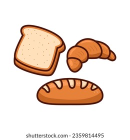 Bread vector illustration with cartoon style isolated on a white background