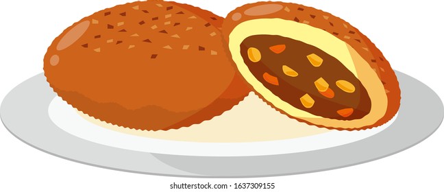 Bread vector illustration . Curry bread
