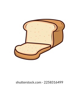 Bread vector illustration in cute cartoon style isolated on white background