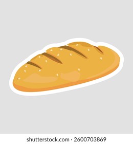 Bread Vector Illustration Sticker. A vector illustration of a golden loaf of bread with sesame seeds. Perfect for bakery designs, food packaging, menu decorations, and digital stickers