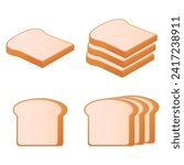 Bread vector illustration. White sliced ​​bread. Delicious toast. Bakery elements.