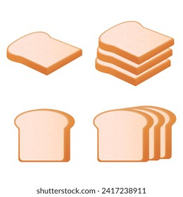 Bread vector illustration. White sliced ​​bread. Delicious toast. Bakery elements.