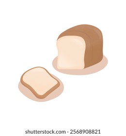 Bread vector illustration. White sliced ​​bread. Delicious toast. Bakery elements.