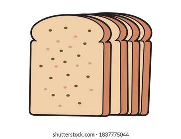 bread vector illustration,isolated on white background,top view