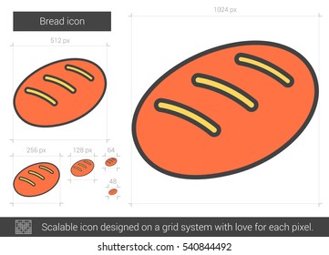 Bread vector line icon isolated on white background. Bread line icon for infographic, website or app. Scalable icon designed on a grid system.