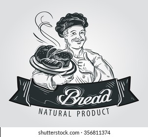 bread vector logo design template. hot pastry or bakery, bakehouse icon