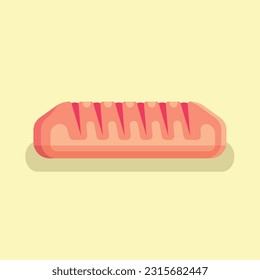 Bread Vector, Long Bread Flavor Pink, Flat Style