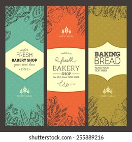 Bread vertical vintage banners. Vector illustration