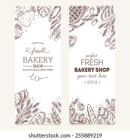 Bread vertical vintage banners. Vector illustration