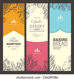 Bread vertical vintage banners. Vector illustration