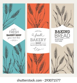 Bread vertical vintage banners. Vector illustration