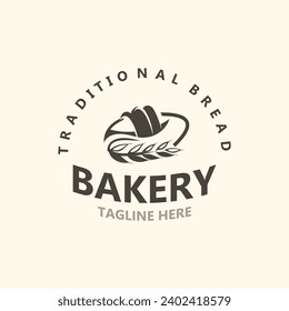 Bread Vintage style Logo Design Vector Template, label product Bake shop Homemade vector