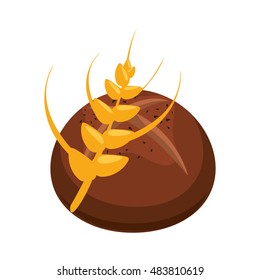 Bread and wheat ear icon. Bakery food and shop theme. Isolated design. Vector illustration