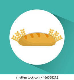 Bread wheat ears bakery icon. Circle design. Flat and Colorful illustration. Vector graphic