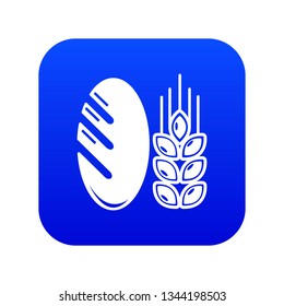 Bread wheat icon blue vector isolated on white background