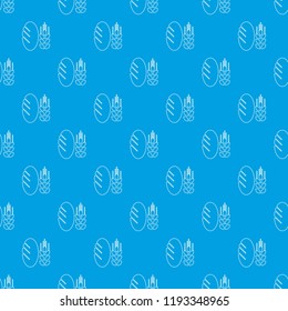 Bread wheat pattern vector seamless blue repeat for any use