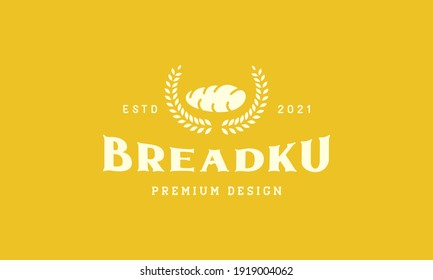 bread with wheat vintage logo design vector icon symbol illustration