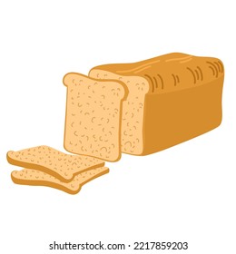 Bread. Whole grain, yeast baked bread. food sign. Ideal for cafe, restaurants, food shops and printing. Vector hand draw illustration isolated on the white background. 