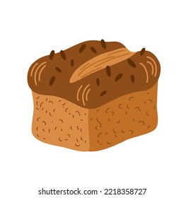 Pan. Grano entero, pan horneado de levadura. señal de comida. Ideal para cafés, restaurantes, tiendas de comida e impresión. Ilustración de dibujo de la mano del vector aislada en el fondo blanco. 