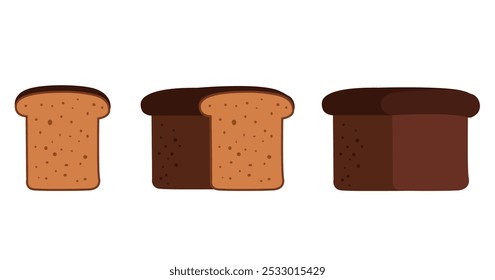 Bread whole sliced bakery wheat isolated set. Vector flat graphic design illustration