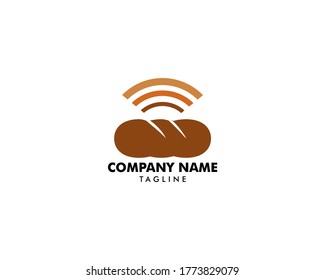 Bread with Wifi Signal Concept Logo Template Design Vector Illustration
