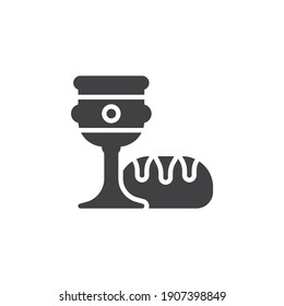 Bread and wine cup vector icon. filled flat sign for mobile concept and web design. Holy communion glyph icon. Symbol, logo illustration. Vector graphics