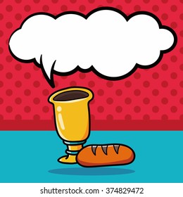 Bread and wine doodle, speech bubble