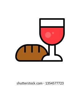 Bread and Wine vector, Easter filled style icon editable stroke