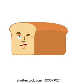 Bread winks Emoji. piece of bread happy emotion isolated