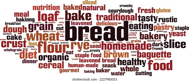Bread word cloud concept. Collage made of words about bread. Vector illustration