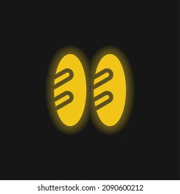Icono de neón brillante amarillo pan