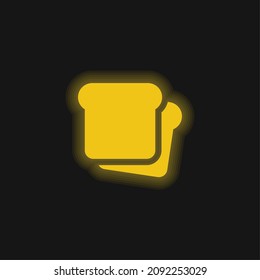 Bread yellow glowing neon icon