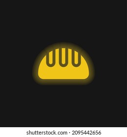 Icono de neón brillante amarillo pan