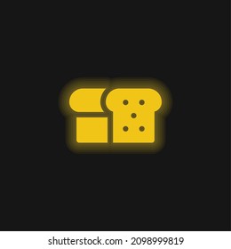 Icono de neón brillante amarillo pan