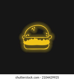 Bread yellow glowing neon icon