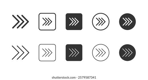 breadcrumb, continue, next, right arrow, fast forward, navigate, user interface, Essential Icons and Trending Styles for Mobile Apps, Websites, and Software. Minimalistic, Flat Design, Line Icons.