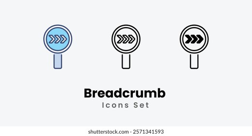 Breadcrumb Icons thin line and glyph vector icon stock illustration